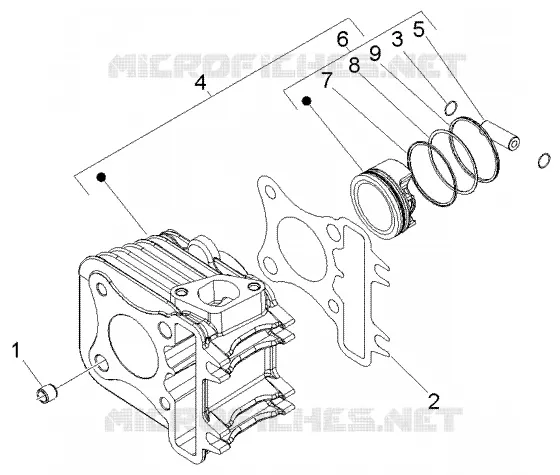 Cylinder-piston-wrist pin, assy