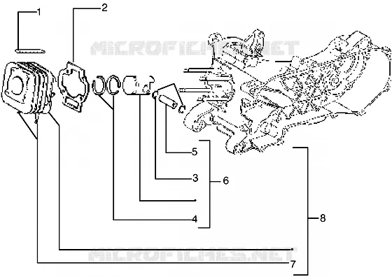 Cylinder-piston-wrist pin, assy