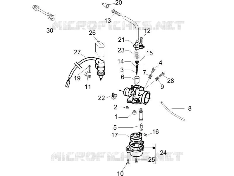 Onderdelen van de carburator