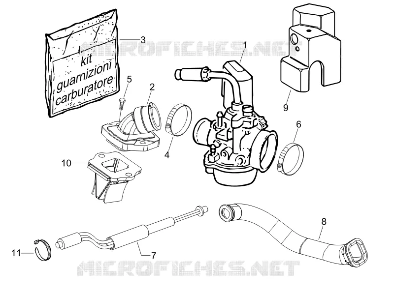 Complete carburator - Toevoeraansluiting
