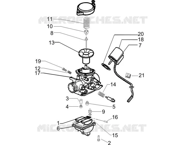 Onderdelen van de carburator