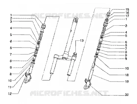 Front fork component parts (model 97-98-99)
