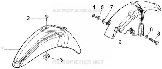 Front and rear mudguard